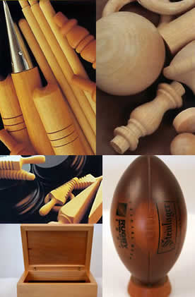Assorted wooden components and turnings made by Woodcroft